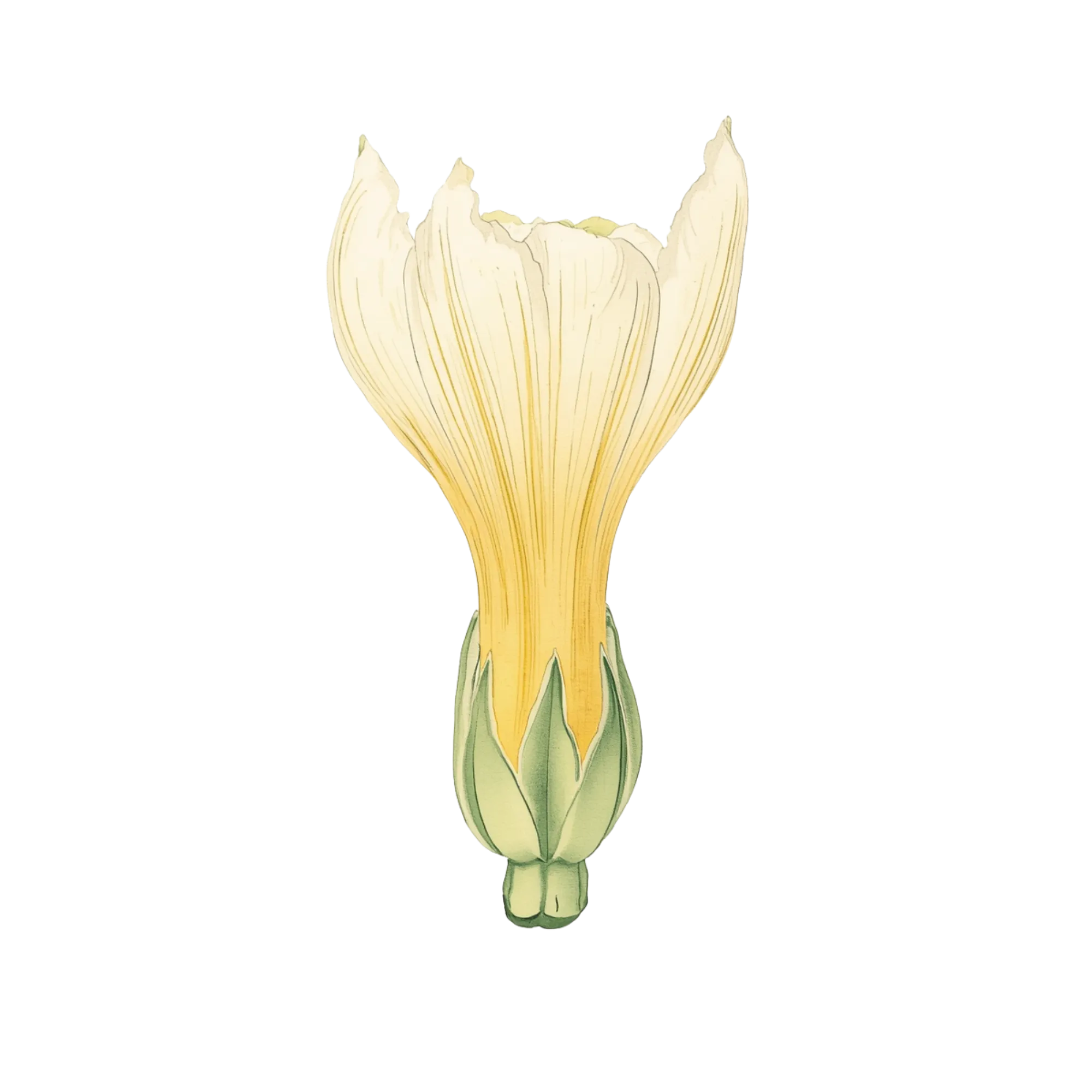 Botanical plate of squash blossoms